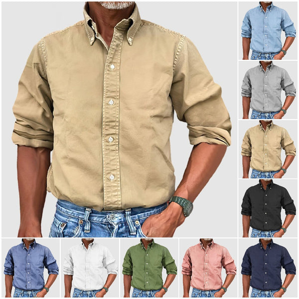 Men's Vintage Premium Washed Long Sleeve Shirt