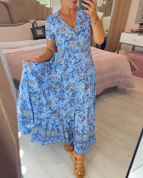 (💃Hot Sale - 43% OFF🔥)Floral print v-neck dress