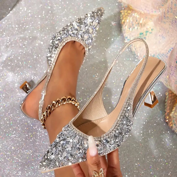 🔥Last Day 49% OFF - Thin Heel Banquet Shoes, European And American Style Rhinestone High Heel