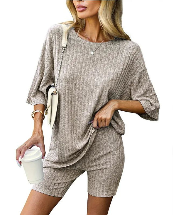 Women's Ribbed Summer Two Piece Lounge Set (Buy 2 Free Shipping)